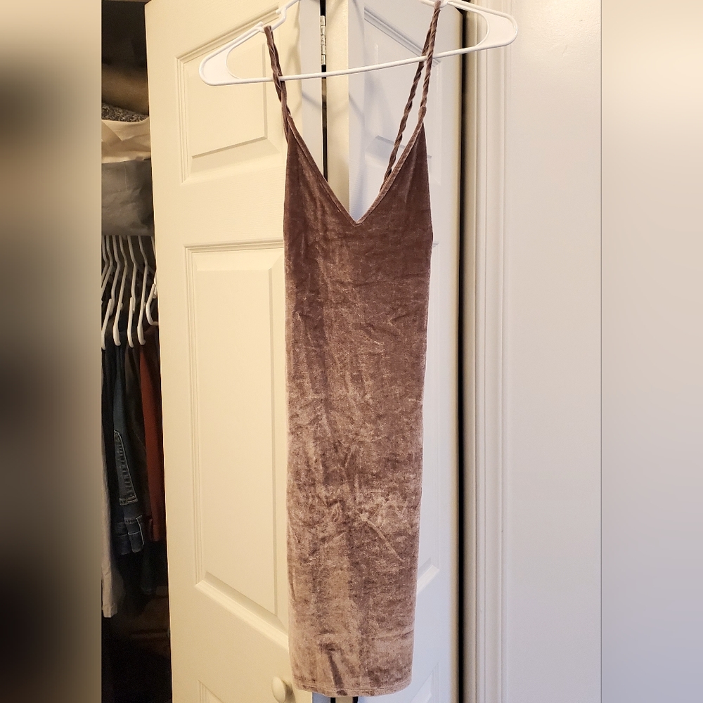 Mauve Velvet Lace Back Mini Dress XS